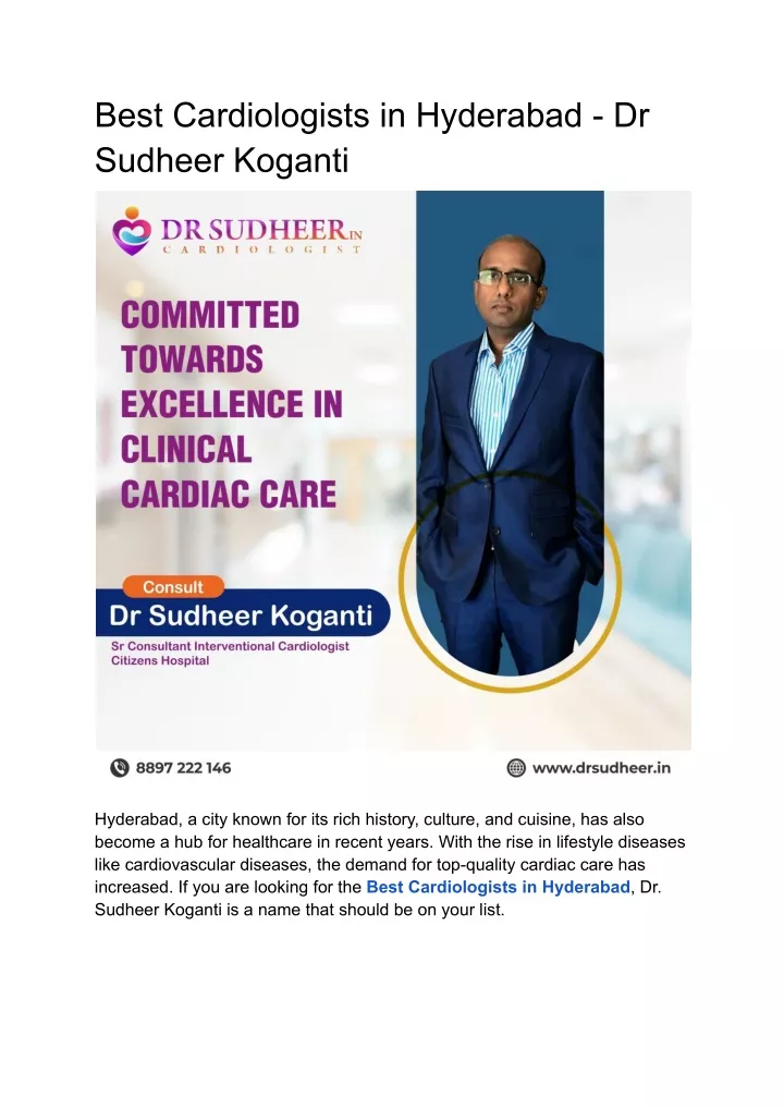 best cardiologists in hyderabad dr sudheer koganti