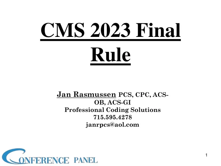 PPT Navigating the CMS Physician Final Rule 2023 and Beyond Tips