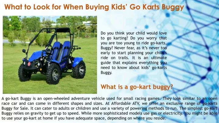 what to look for when buying kids go karts buggy