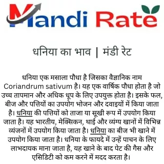 धनिया का भाव - मंडी रेट