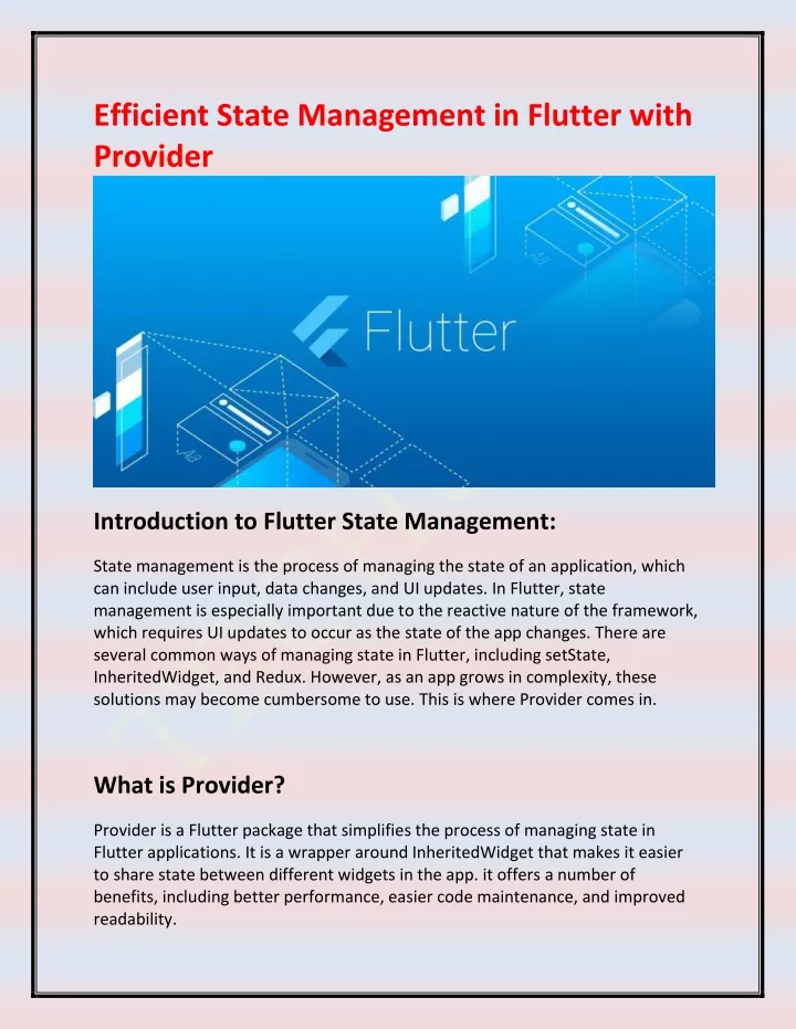 efficient state management in flutter with