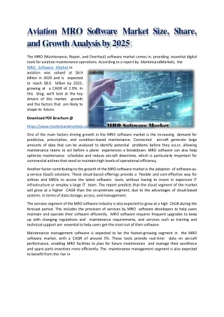 a v iatio n mro softwa r e m a rket s i z e sh a re and growth analysis by 2025