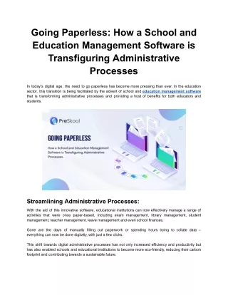Going Paperless: How a School and Education Management Software is Transfiguring