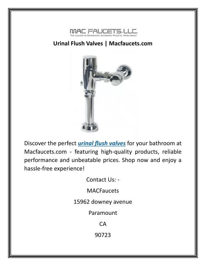 urinal flush valves macfaucets com