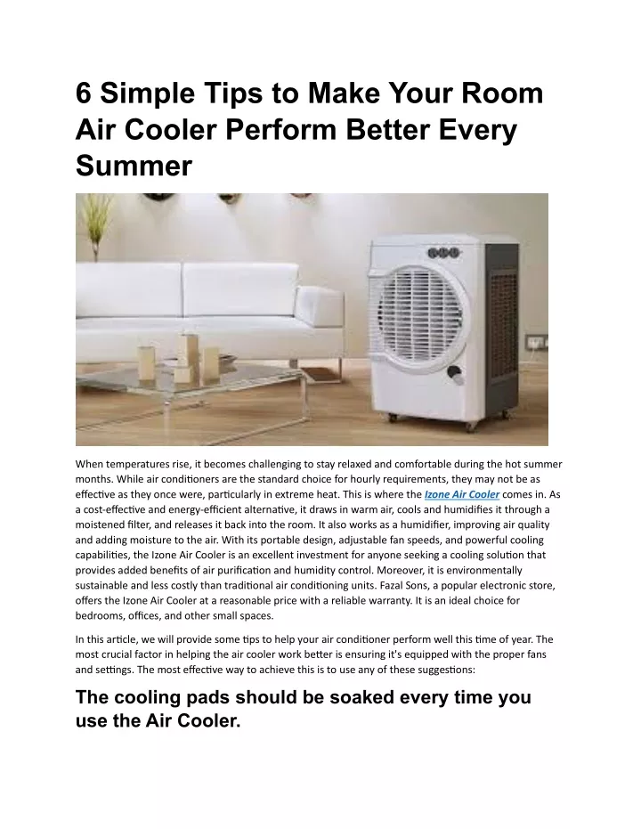 6 simple tips to make your room air cooler