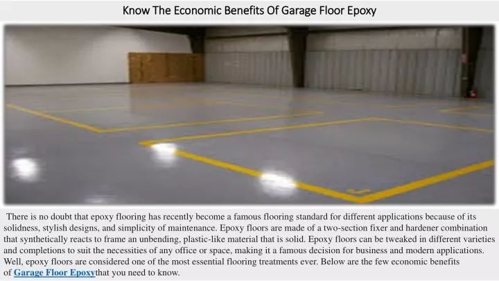 know the economic benefits of garage floor epoxy