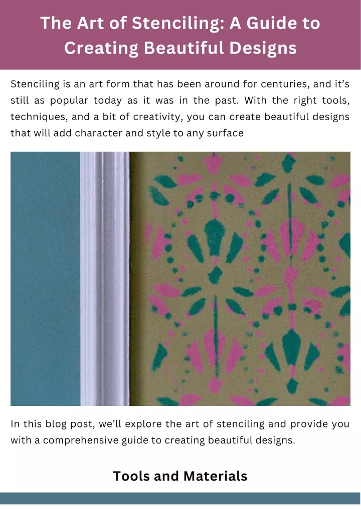 the art of stenciling a guide to creating