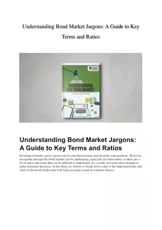 Understanding Bond Market Jargons A Guide to Key Terms and Ratios