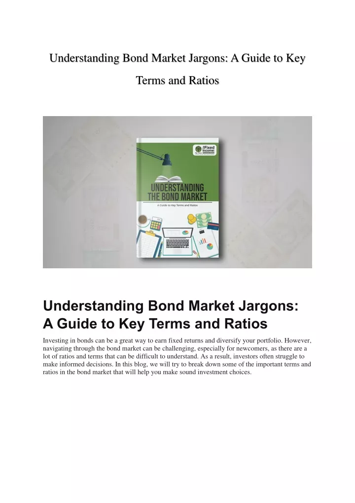 understanding bond market jargons a guide to key