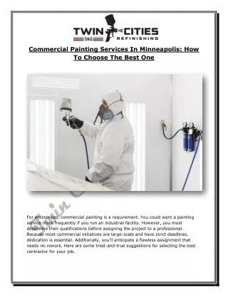 Commercial Painting Services In Minneapolis: How To Choose The Best One