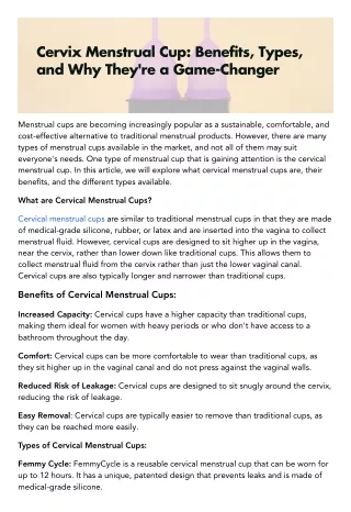 Cervix Menstrual Cup:Benefits,Types and why they're a Game Changer