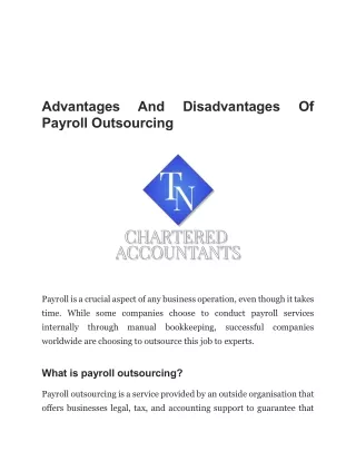 Advantages And Disadvantages Of Payroll Outsourcing