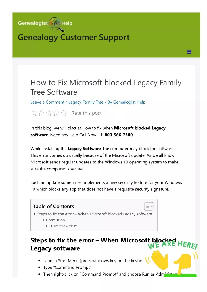 how to fix microsoft blocked legacy family tree