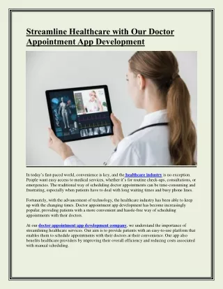 streamline healthcare with our doctor appointment