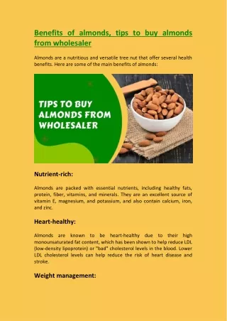 benefits of almonds tips to buy almonds from