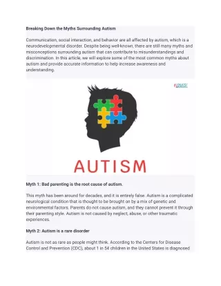 breaking down the myths surrounding autism