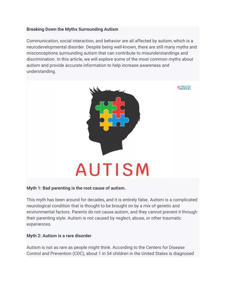 breaking down the myths surrounding autism