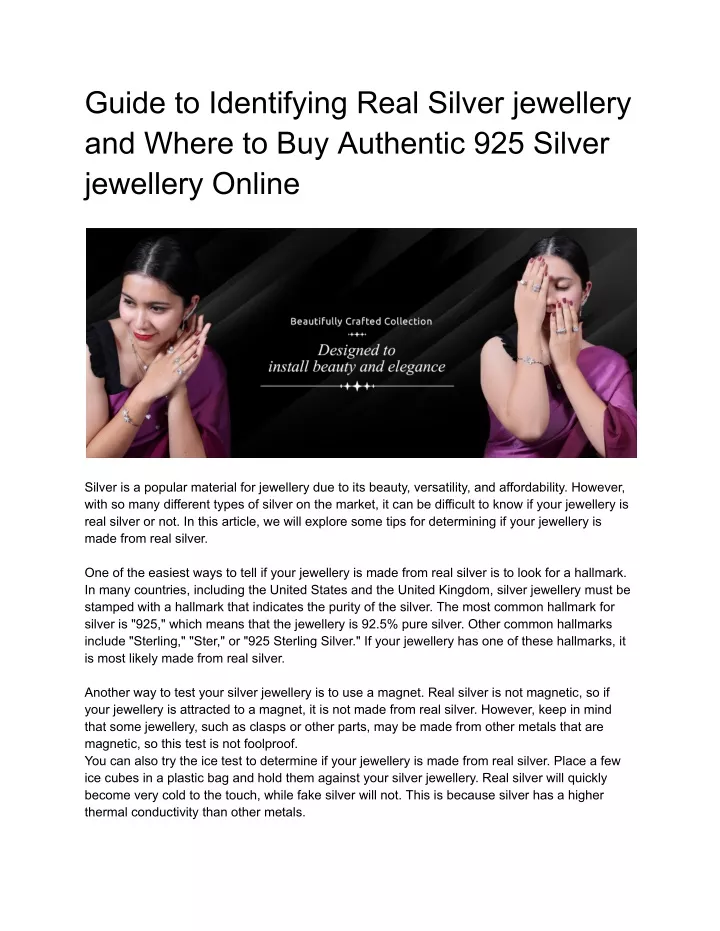 guide to identifying real silver jewellery