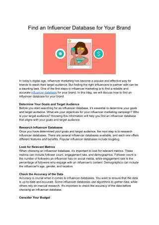 find an influencer database for your brand