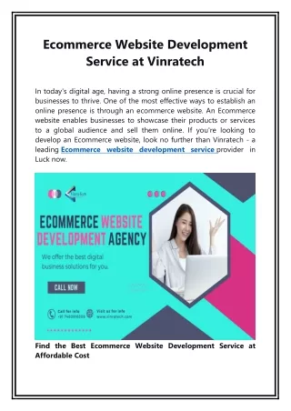 eCommerce Website Development Service at Vinratech