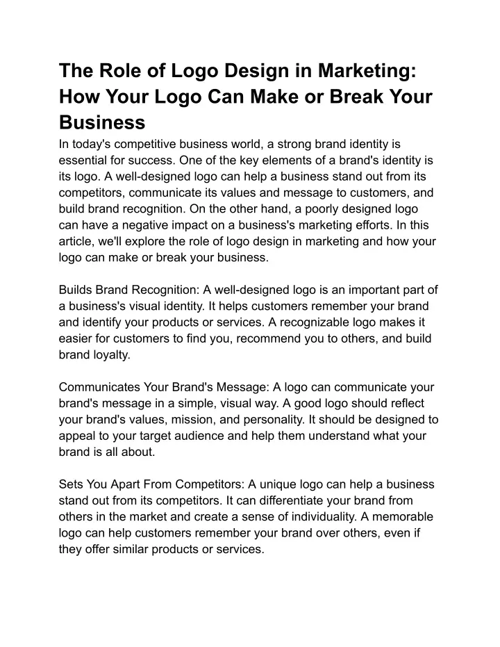 the role of logo design in marketing how your