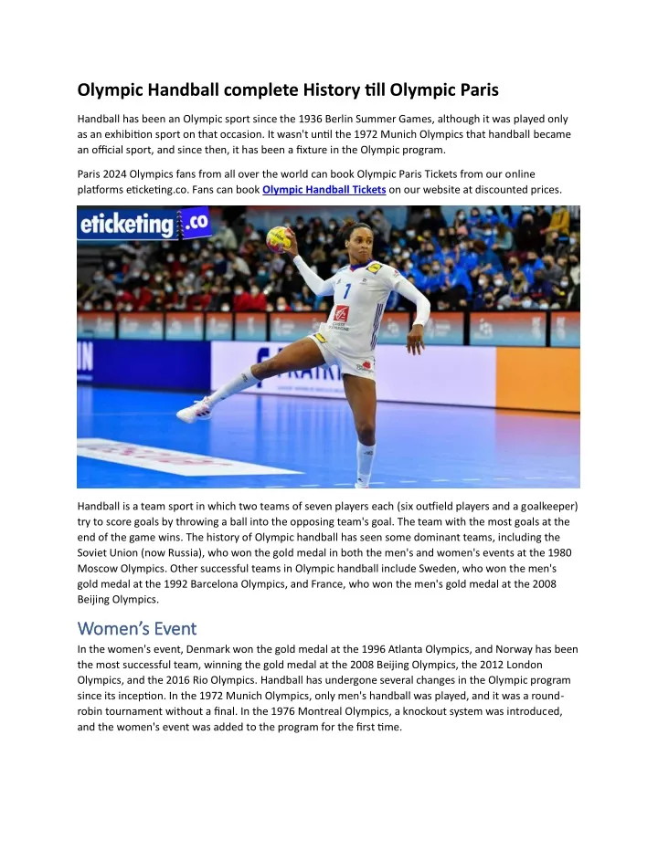olympic handball complete history till olympic