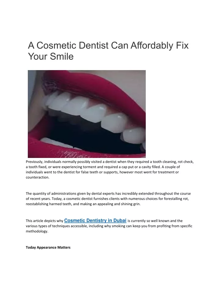 a cosmetic dentist can affordably fix your smile