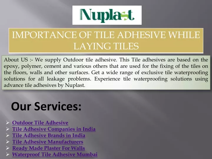 about us we supply outdoor tile adhesive this