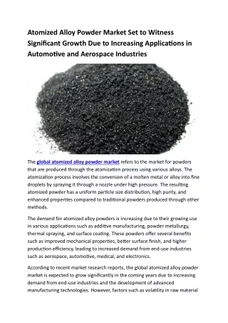 atomized alloy powder market set to witness