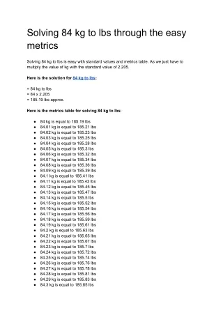 Solving 84 kg to lbs through the easy metrics