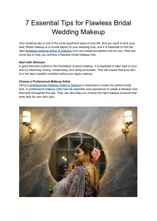 7 Essential Tips for Flawless Bridal Wedding Makeup
