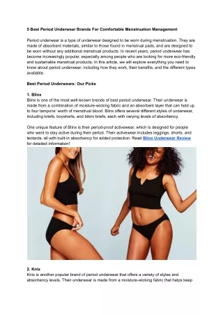 5 best period underwear brands for comfortable