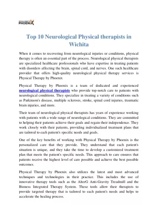 Neurological physical therapists