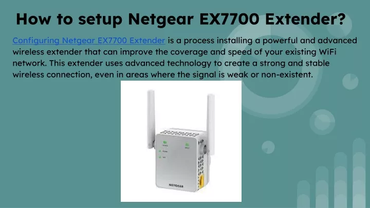 how to setup netgear ex7700 extender
