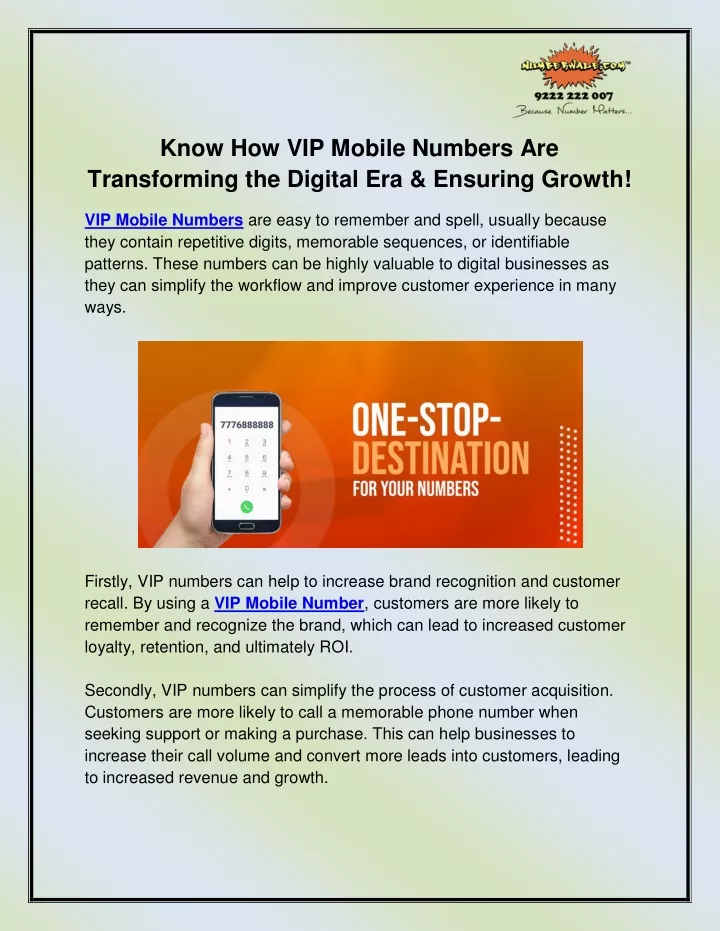 know how vip mobile numbers are transforming