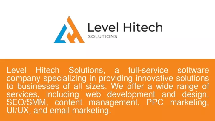 level hitech solutions a full service software