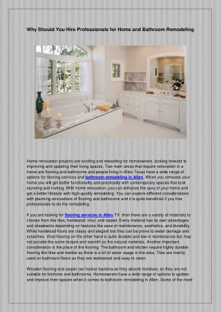 Why Should You Hire Professionals for Home and Bathroom Remodeling
