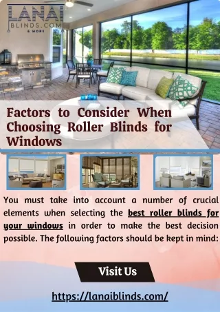 Factors to Consider When Choosing Roller Blinds for Windows