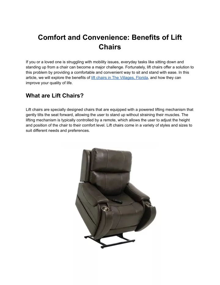 comfort and convenience benefits of lift chairs