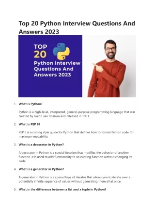 top 20 python interview questions and answers 2023