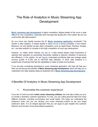 The Role of Analytics in Music Streaming App Development