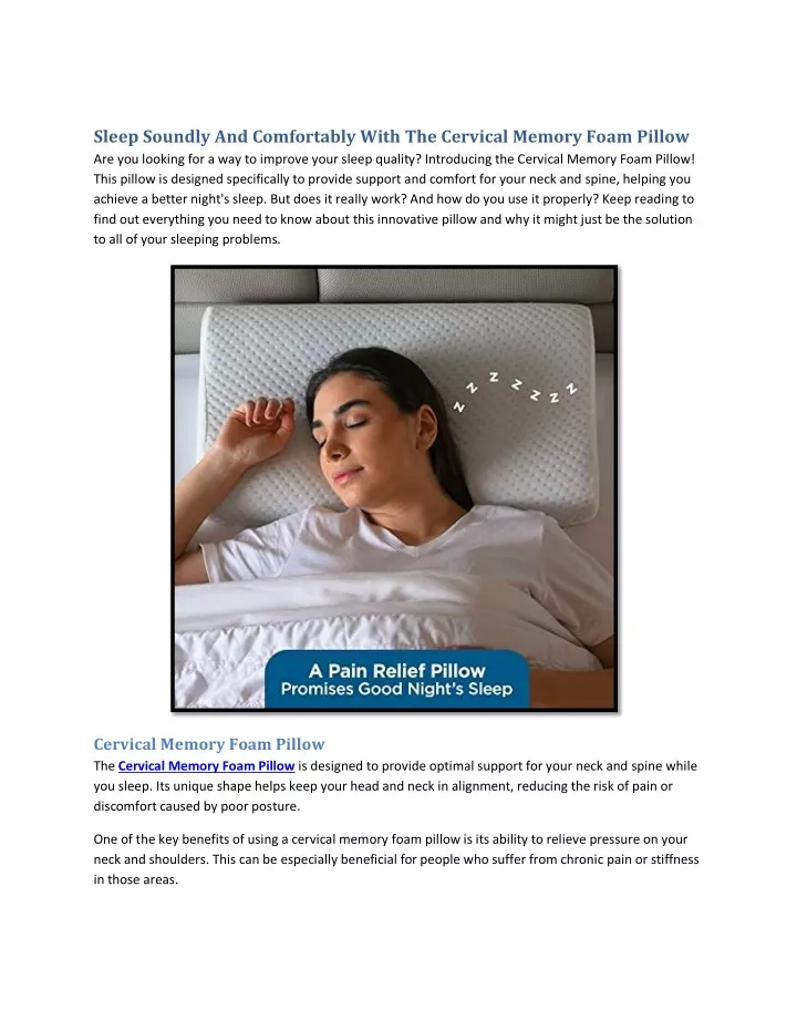 sleep soundly and comfortably with the cervical