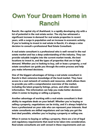 own your dream home in ranchi