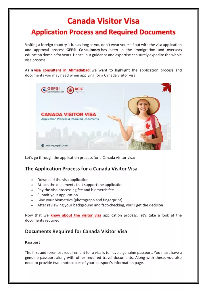 canada visitor visa application process