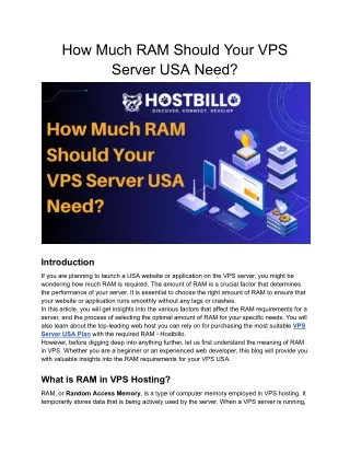 How Much RAM Does Your USA VPS Server Need
