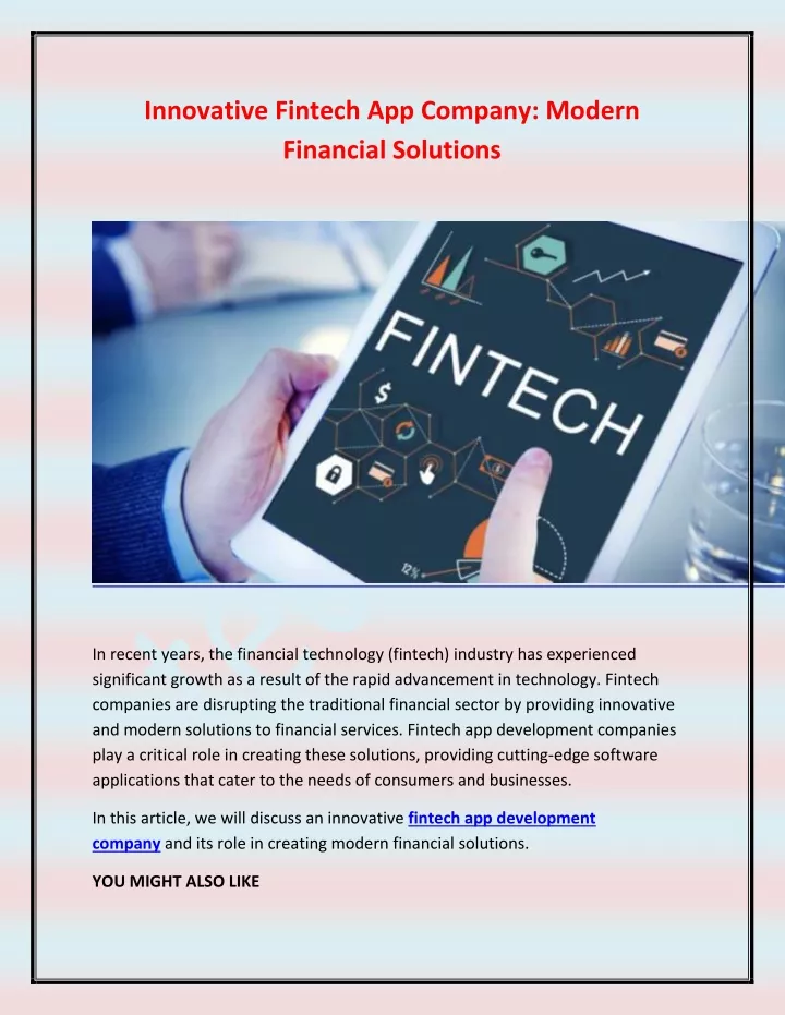 innovative fintech app company modern financial
