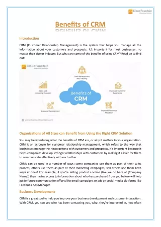 Benefits of CRM