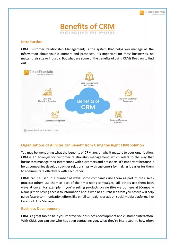 benefits of crm