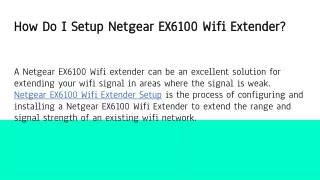 How Do I Setup Netgear EX6100 Wifi Extender_