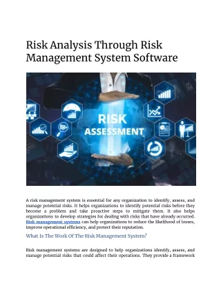 Risk Analysis Through Risk Management System Software.docx